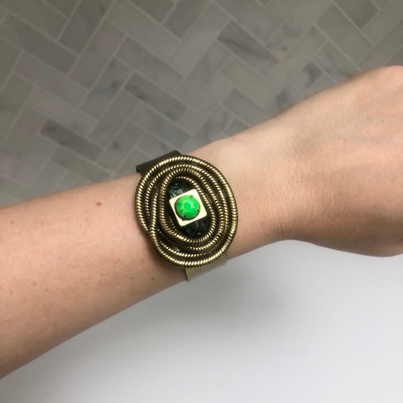 DANNIJO Jewelry - DANNIJO gold and green snake chain cuff